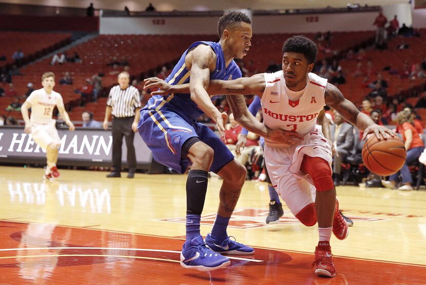 Jan 27, 2016; Houston, TX, USA; Houston Cougars guard Ronnie Johnson (3) dribbles against...