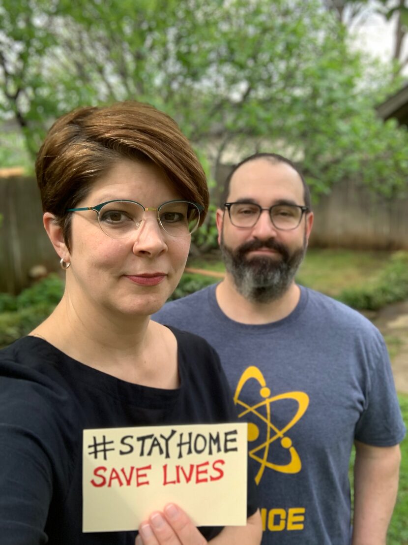 Lucia owners Jennifer and David Uygur take a selfie at their home in Oak Cliff. 