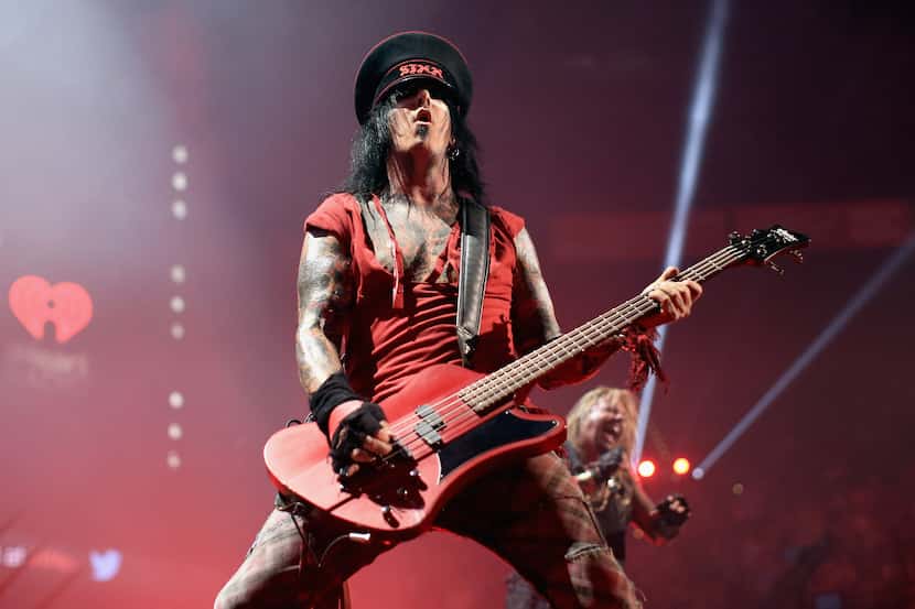 LAS VEGAS, NV - SEPTEMBER 19: Musician Nikki Sixx of Motley Crue performs onstage during the...