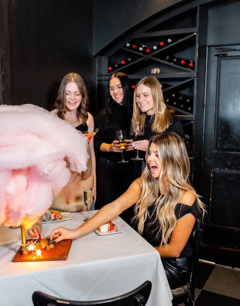 The cotton candy, which is served with sparklers at Nick & Sam's in Dallas, is "a...