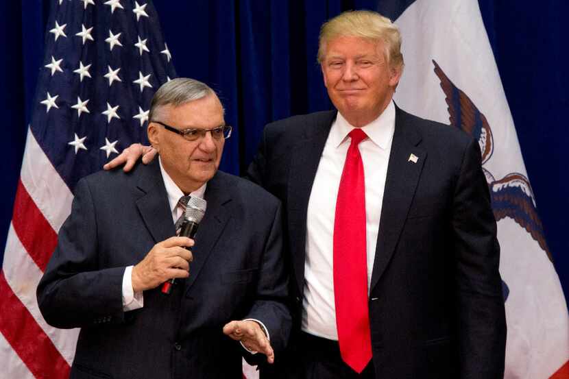 Then-Republican presidential candidate Donald Trump was joined by Joe Arpaio, the sheriff of...