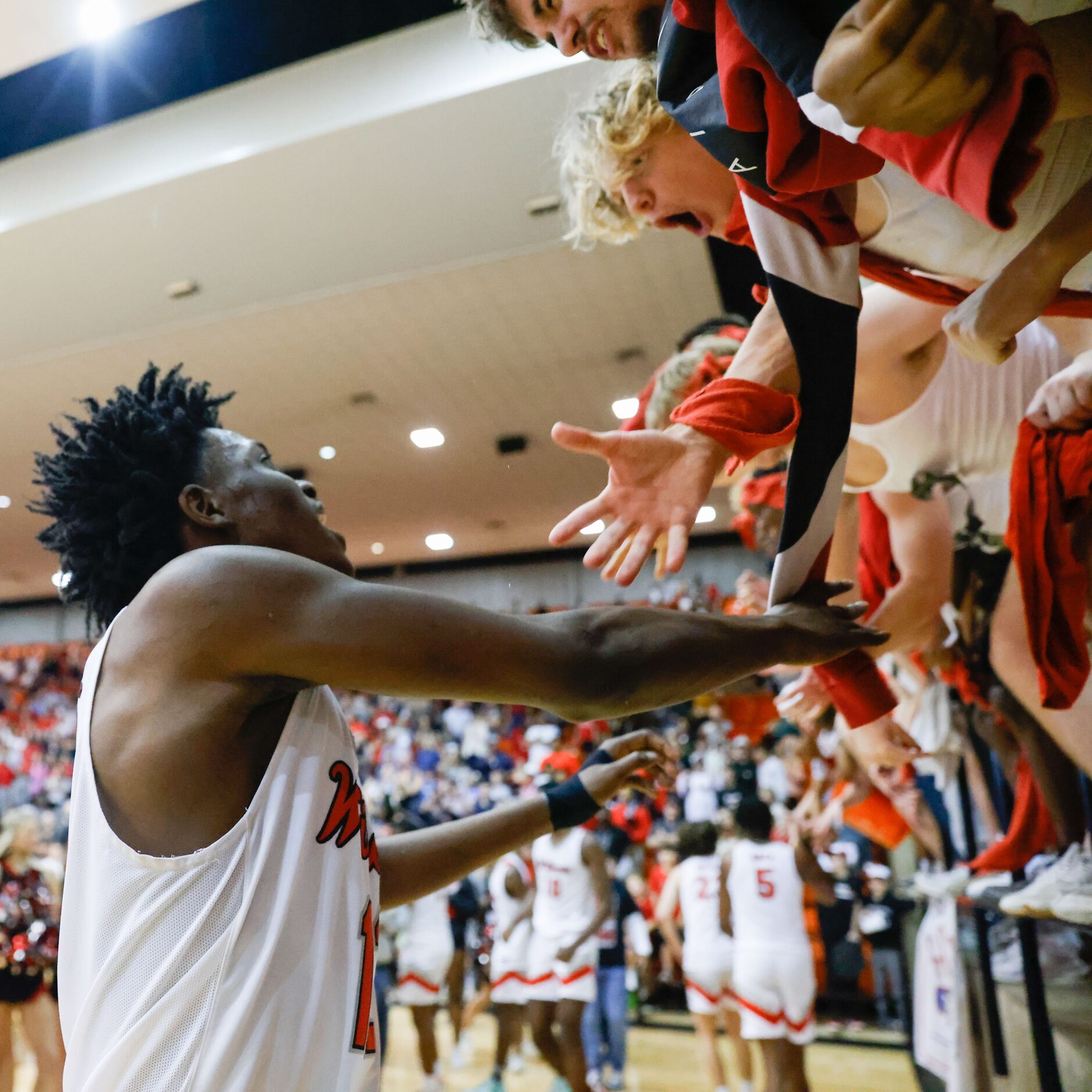 Lake Highlands High School celebrates a win over Byron Nelson High School for the Class 6A...