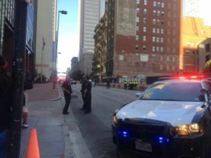  Police and fire crews responded to Thanksgiving Tower in downtown Dallas where a bomb...