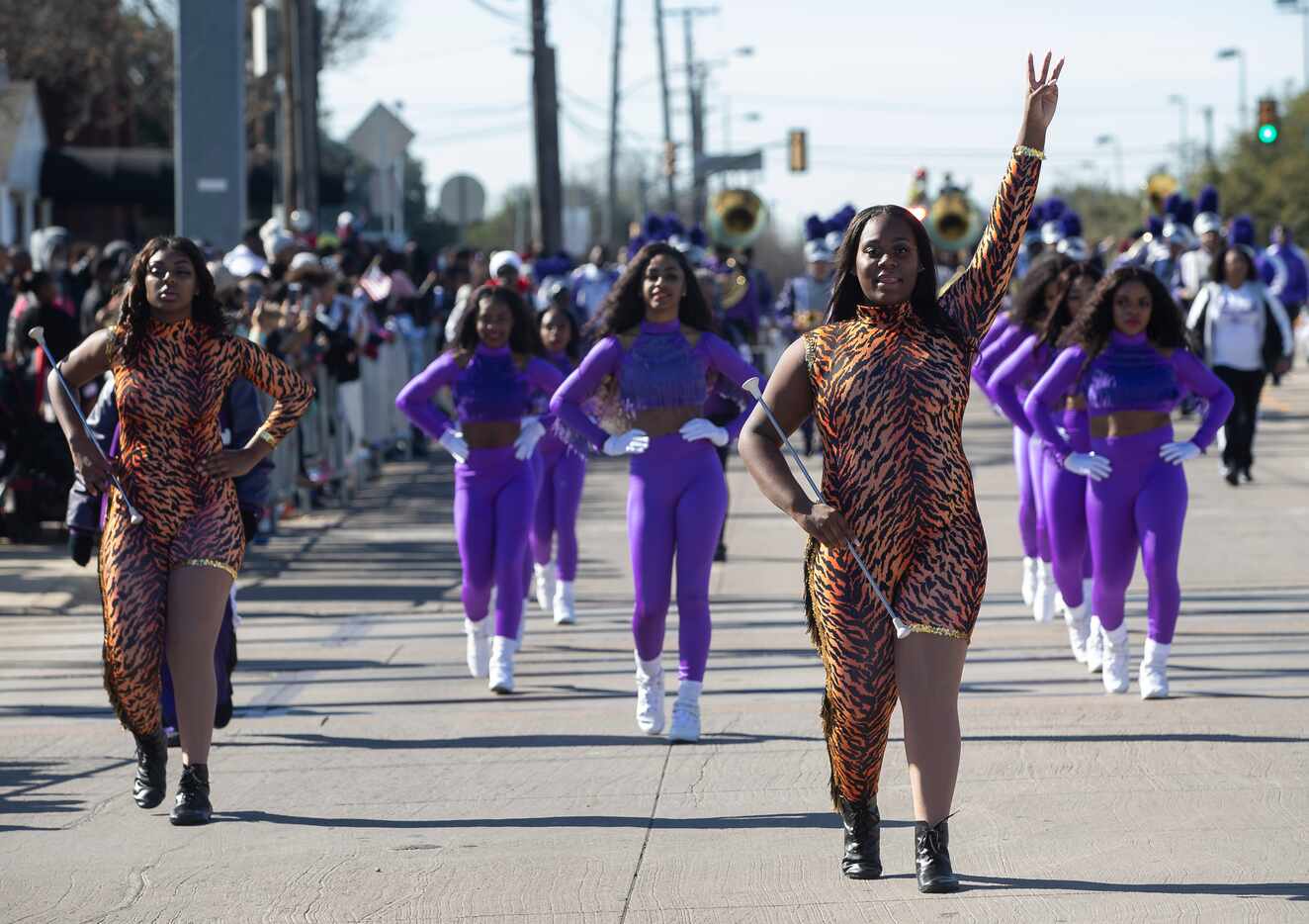 Lincoln High School students march in the 38th annual Dallas MLK Parade on Jan. 20, 2020 in...