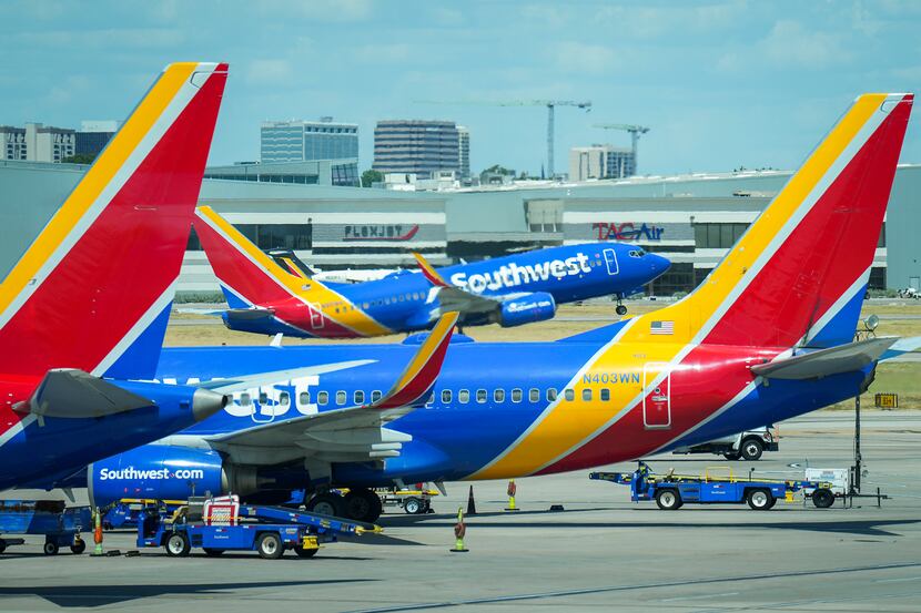A Southwest Airlines plane takes off at Dallas Love Field Airport on July 25.