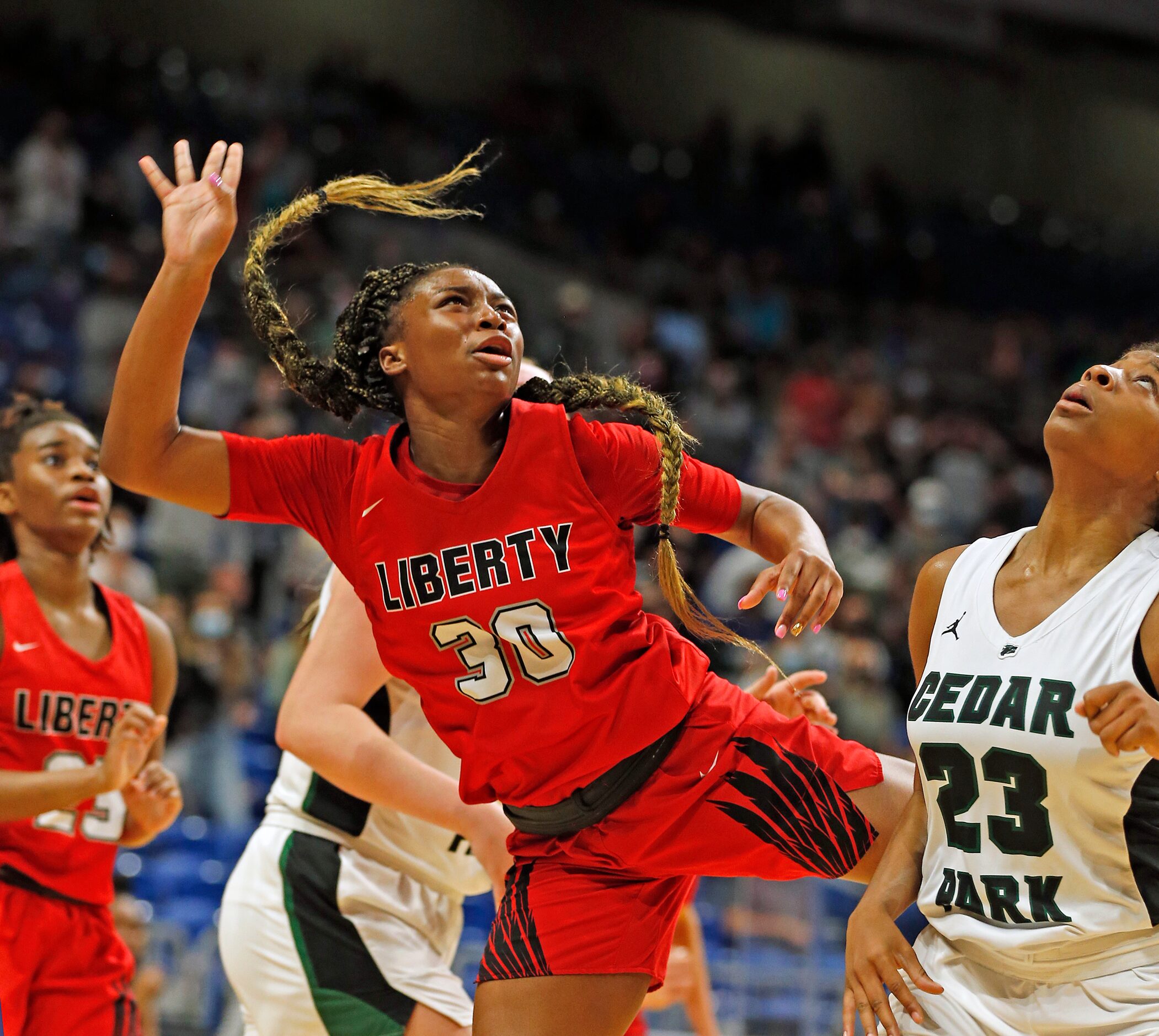 Frisco Liberty Jazzy Owens-Barnett #30 watches her shot. Frisco Liberty vs. Cedar Park in...