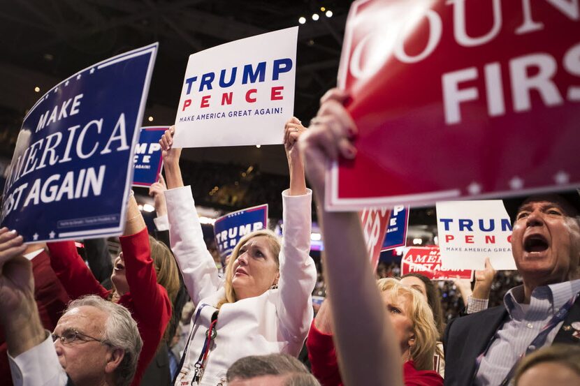 Alabama delegates cheer Indiana Gov. Mike Pence, the nominee for vice president.