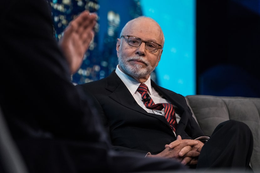 Paul Singer, founder and president of Elliott Management Corp., listens during the Bloomberg...