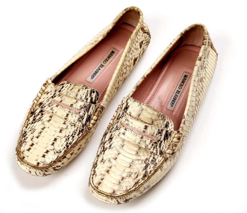 
Subtle style: Joelle’s Manolo Blahnik snakeskin drivers are the perfect example of how...