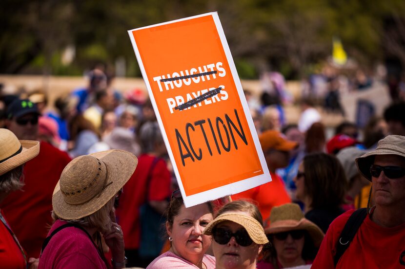 Demonstrators gather the start of the march.