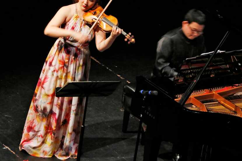 
Violinist Jinjoo Cho was accompanied on piano by Hyun Soo Kim at Dallas City Performance...