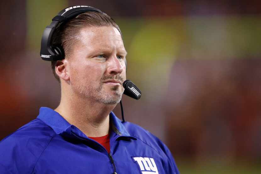 CLEVELAND, OH - AUGUST 21: Head coach Ben McAdoo of the New York Giants looks on against the...