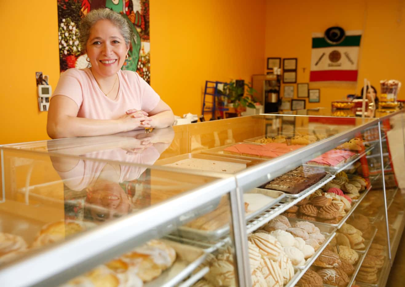 Owner Adriana Tejeda poses for a photograph at La Tapatia Bakery in Grand Prairie, Texas on...