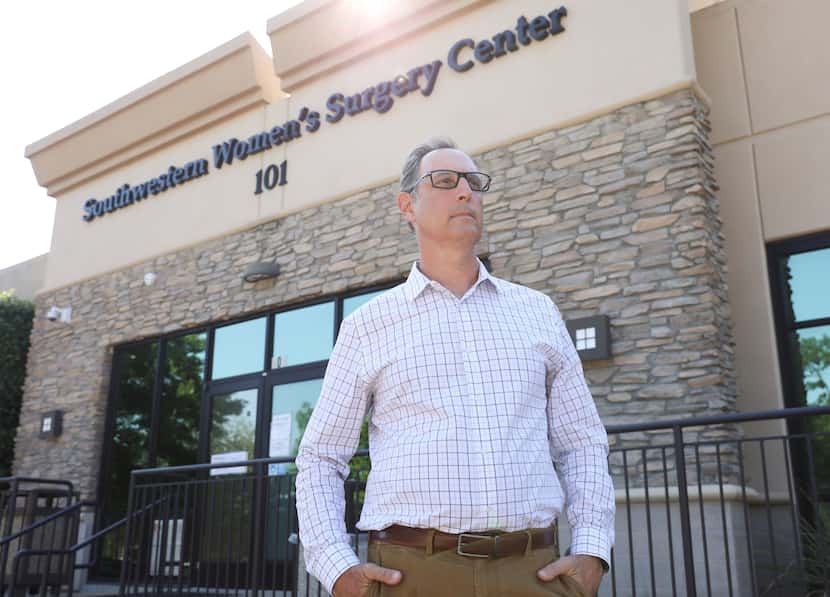 The Rev. Daniel Kanter stands outside of Southwestern Women's Surgery Center on May 12, 2022...