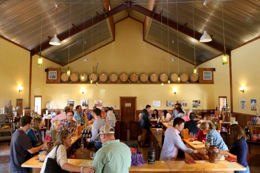 The tasting room of Rancho Pointe Vineyard, near Fredericksburg, is open daily. The winery...