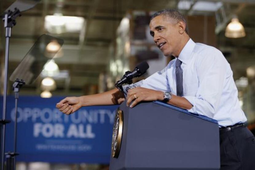 
President Barack Obama speaks about raising the minimum wage during a visit to a Costco...