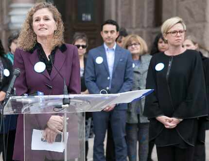 Austin Democratic Rep. Donna Howard, at microphone, wants to create the "State of Texas...