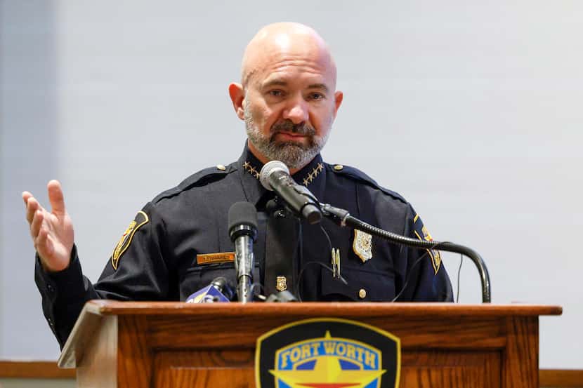 During a news conference Thursday, Fort Worth police Chief Neil Noakes spoke at the Bob...