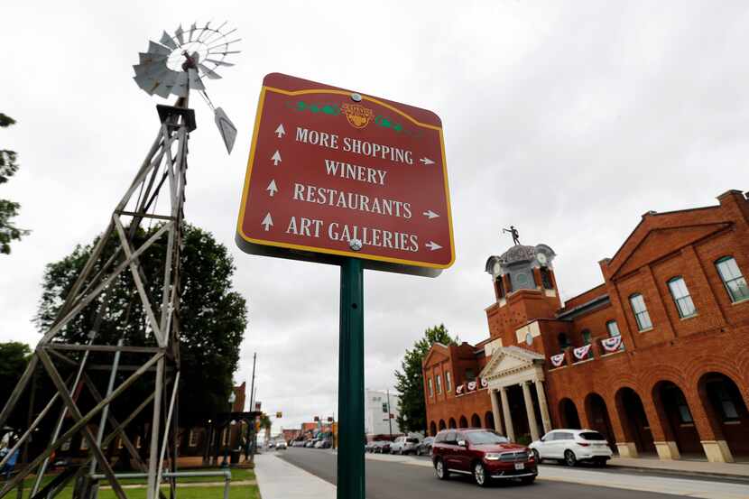 A file photo shows a sign in downtown Grapevine.