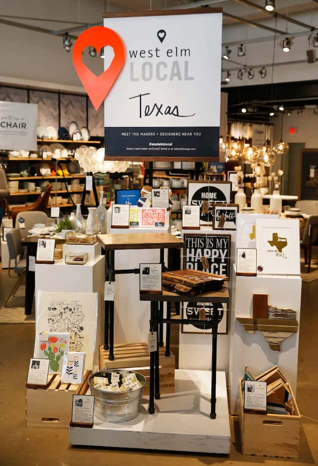 Products from local artisans at West Elm in Plano.