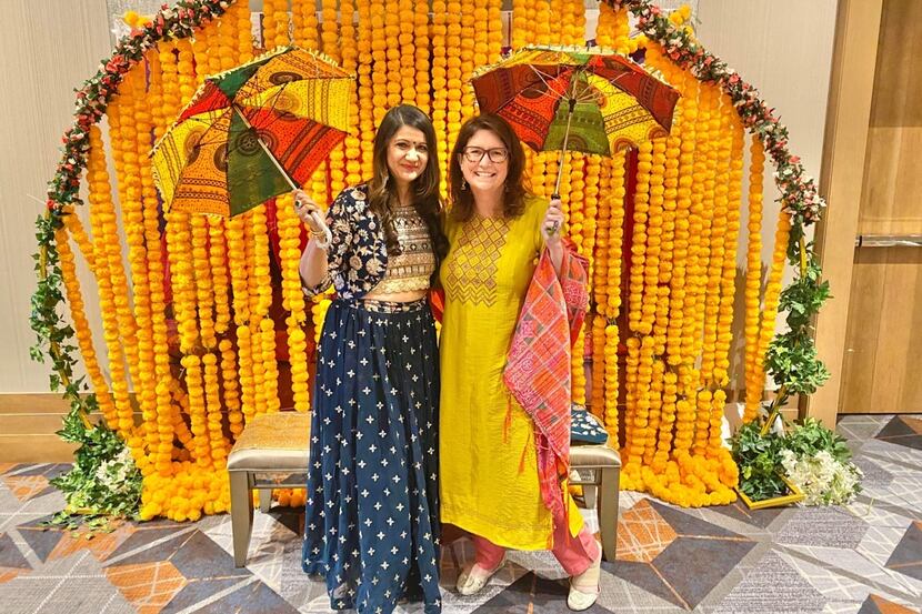 Tyra Damm is photographed with Sonia Lopes, who helped to organize the Diwali Lamp Lighting...