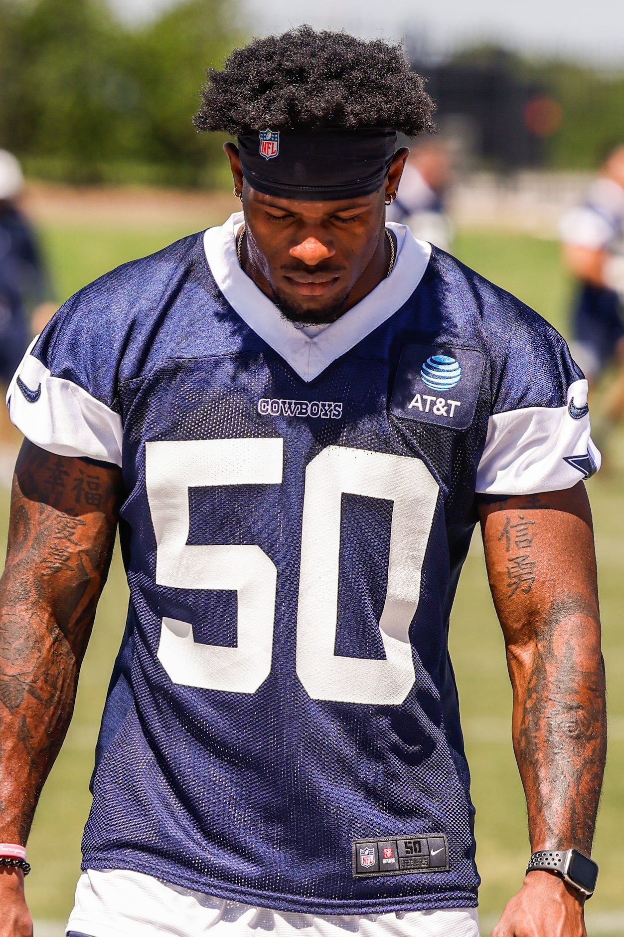 Dallas Cowboys linebacker (50) Devin Harper as he leaves the field after a Cowboys rookie...