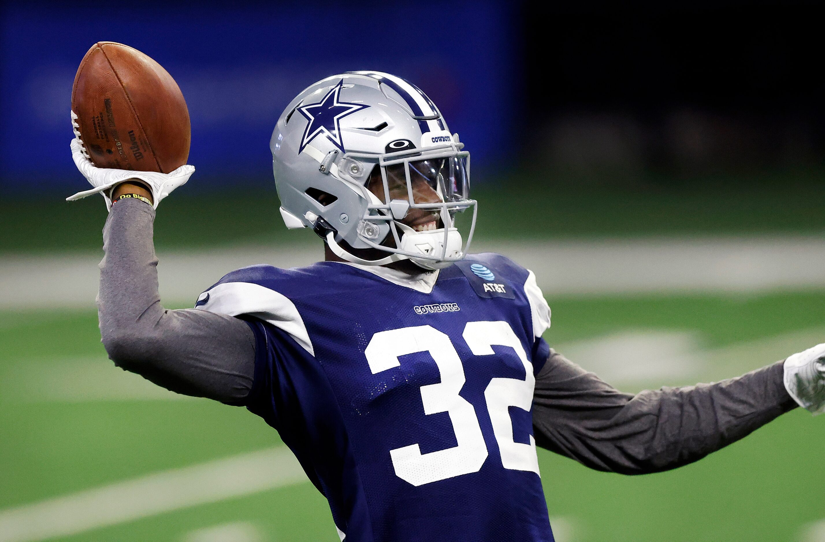 Dallas Cowboys safety Jayron Kearse (32) tosses the ball around during Training Camp...