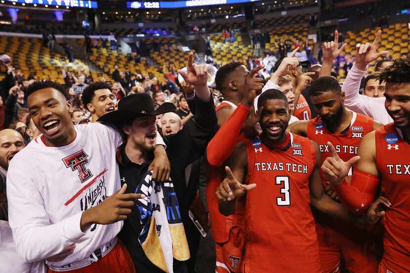 BOSTON, MA - MARCH 23:  The Texas Tech Red Raiders celebrate defeating the Purdue...