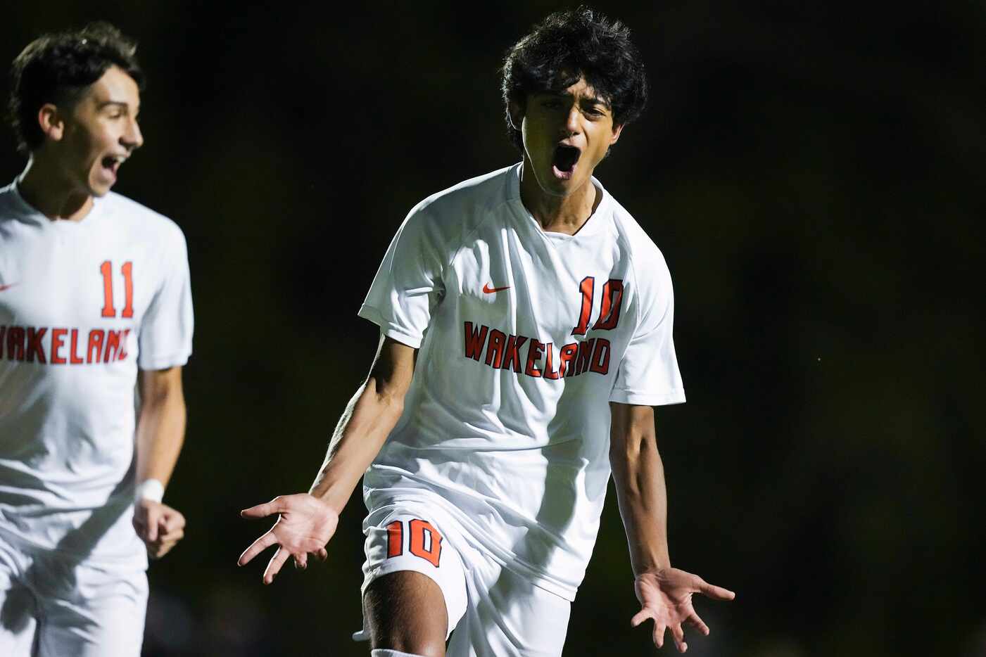 Frisco Wakeland’s Ayaan Roychoudhury (10) celebrates after a goal during the second half of...