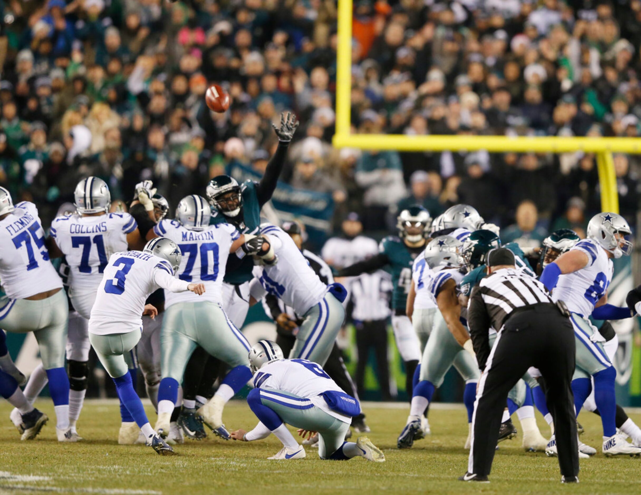 Dallas Cowboys kicker Kai Forbath (3) makes the third of his three field goals made during...