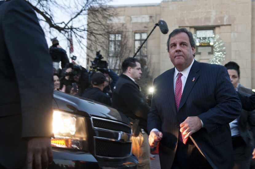 New Jersey Gov. Chris Christie left the mayor's office in Fort Lee on Thursday after...