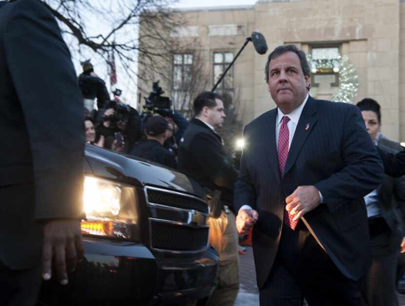 New Jersey Gov. Chris Christie left the mayor's office in Fort Lee on Thursday after...