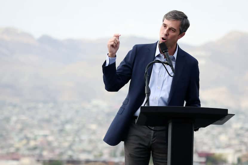 Democratic presidential candidate, former Rep. Beto ORourke, D-Texas, speaks to media and...