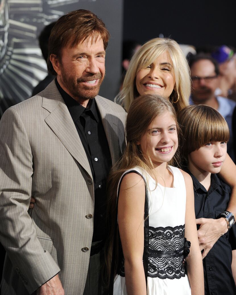 Cast member Chuck Norris arrives with his wife Gena O'Kelly and their children at the film...