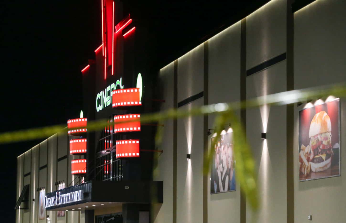 Police tape hangs at a Cinergy movie theatre Saturday, Aug. 31, 2019 in Odessa, Texas. At...