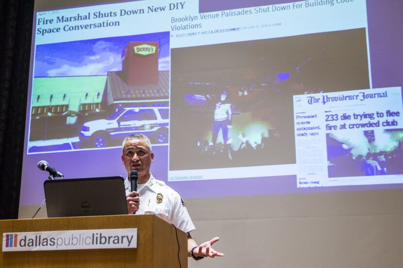 Deputy Fire Chief and Fire Marshal Christopher Martinez spoke to not-so-receptive owners of...