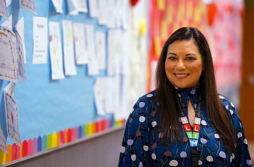 Principal Sandra Barrios poses for a portrait at Jack Lowe Sr. Elementary School in Dallas...