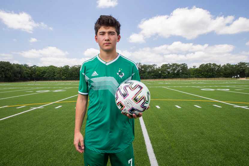 Southlake Carroll senior F/MF Robbie Pino, the 2020 all-area player of the year, poses for a...