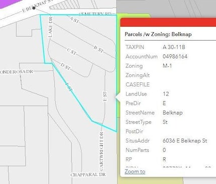 This M-1 industrial zone encompasses Ponderosa Mobile Home Park