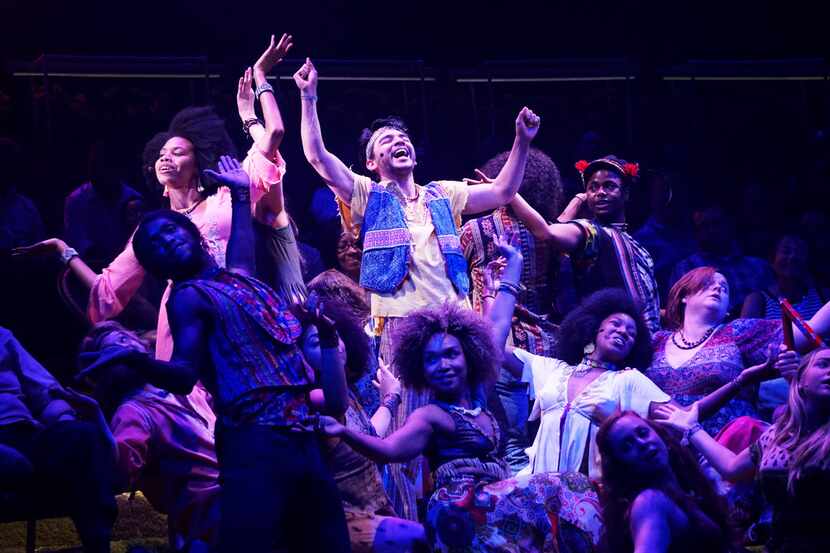 The cast of Hair at Dallas Theater Center's Wyly Theatre on Sunday.  