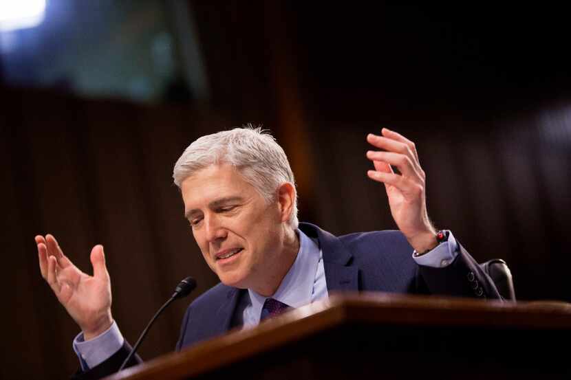 Judge Neil Gorsuch, President Trump's nominee for the Supreme Court, testifies on the second...