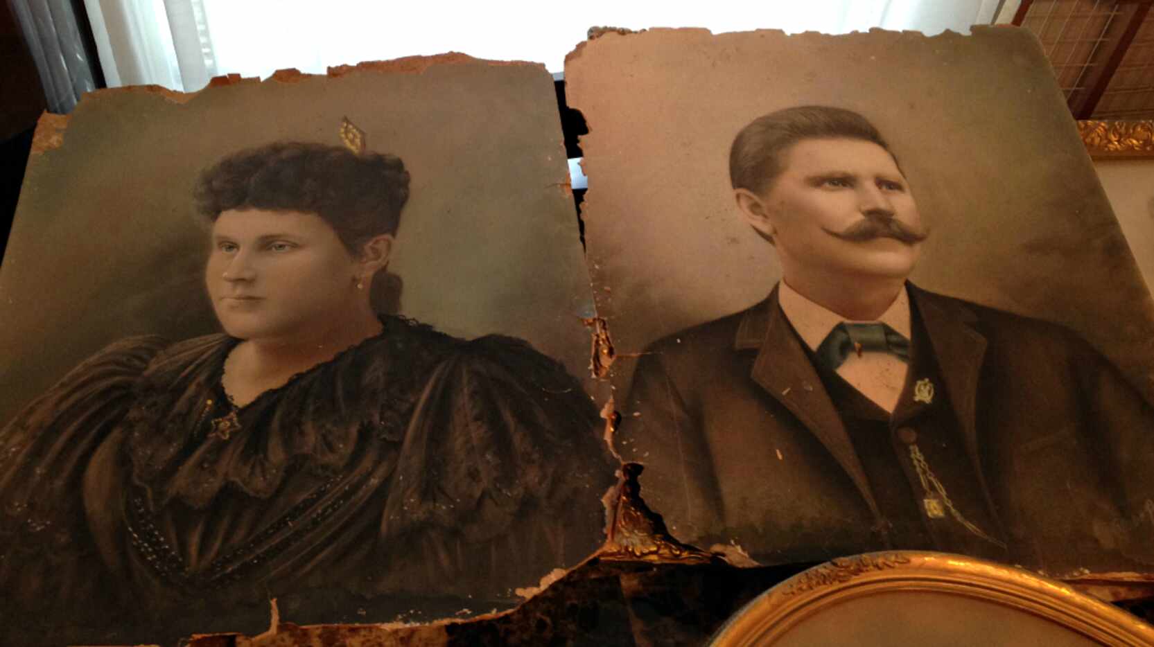 Anna and Heinrich Struck in hand-painted photos taken in 1896. Their adopted...