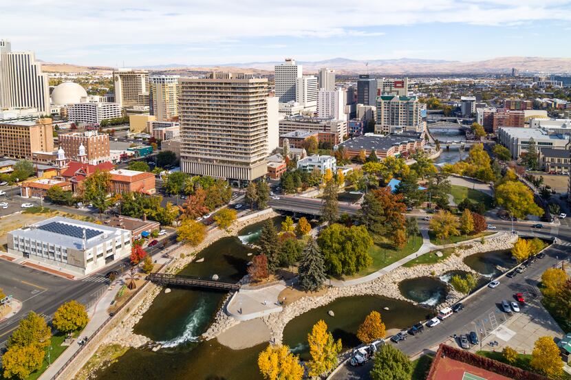 A skyline view of Reno during fall.