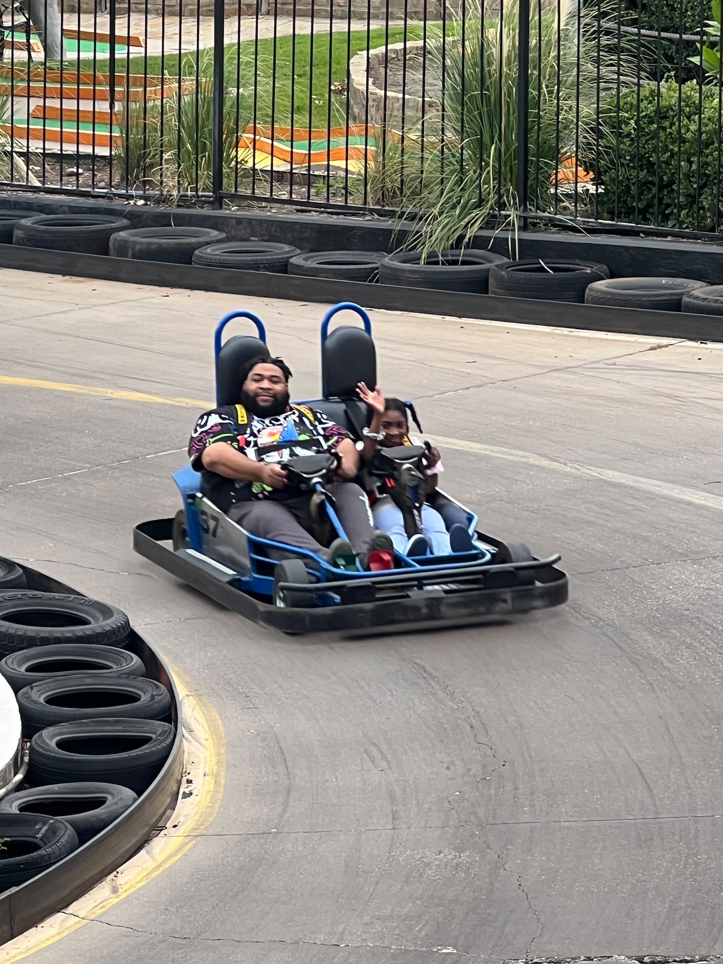 Terrell and Kailey Roussell in a go-kart on one of their many father-daughter dates. Kailey...