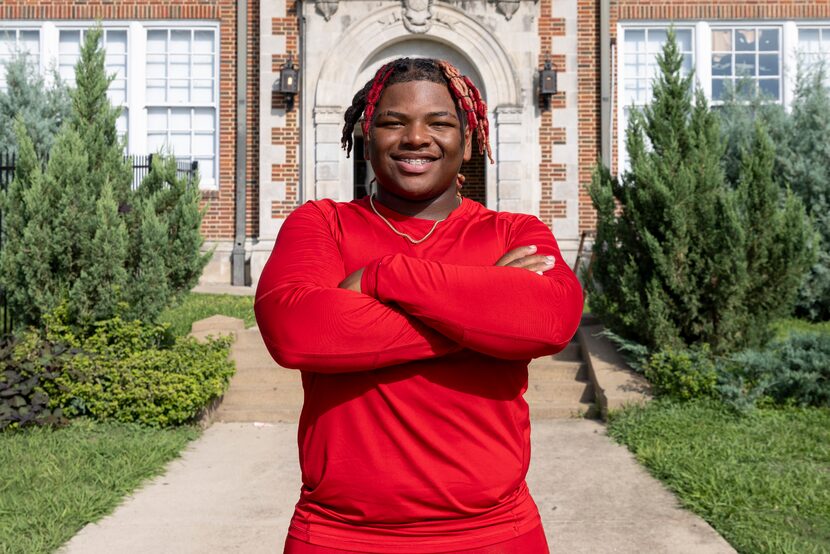 Woodrow Wilson nose guard Arnaz Reese pictured outside of Woodrow Wilson High School Monday,...