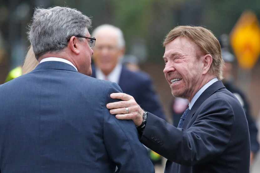 In this 2018 file photo, Chuck Norris attends the funeral service for George H.W. Bush at...