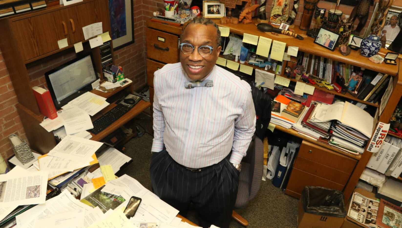 Dallas County Commissioner John Wiley Price stands in his office on Saturday, April 29,...