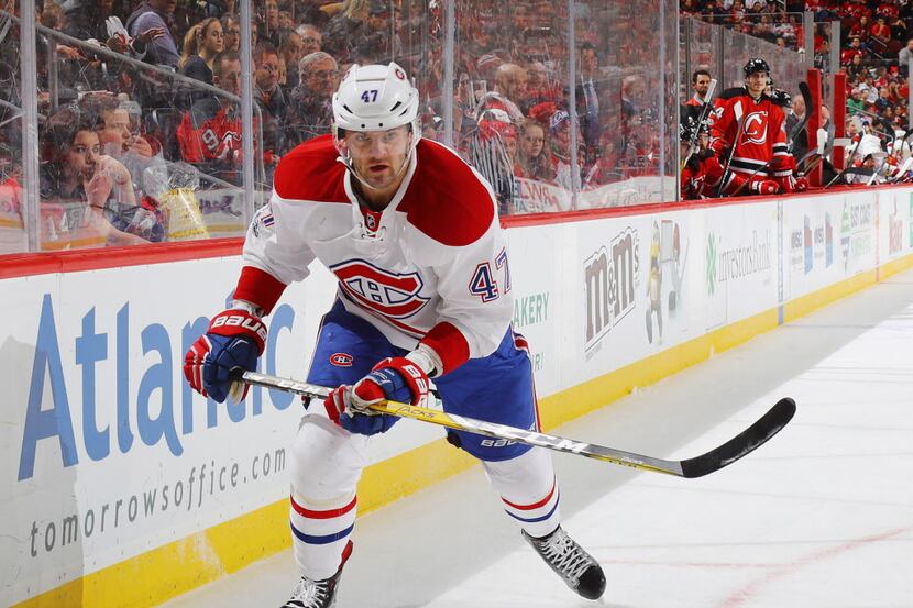 NEWARK, NJ - JANUARY 20: Alexander Radulov #47 of the Montreal Canadiens skates against the...