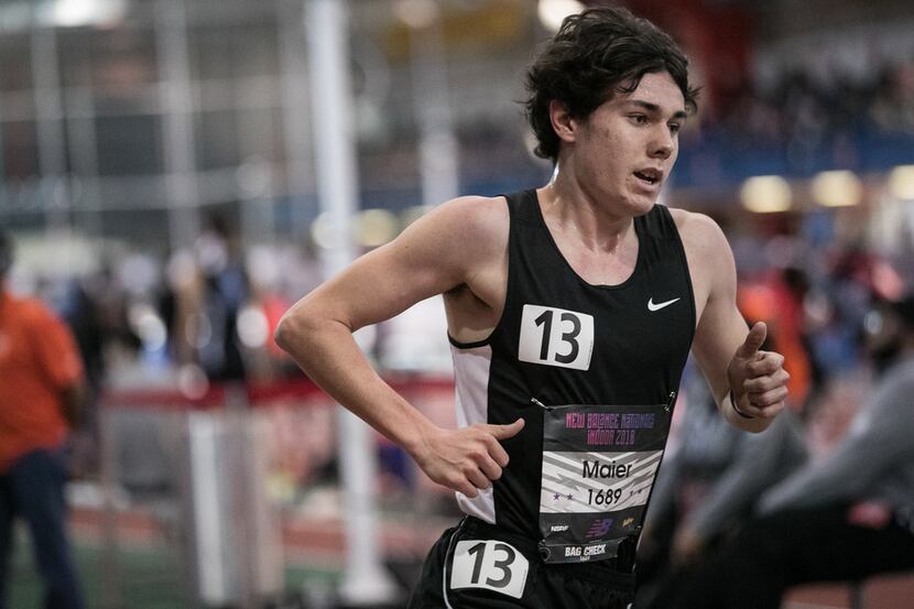 Flower Mound's Alex Maier, pictured in a national indoor race earlier this year, edged...