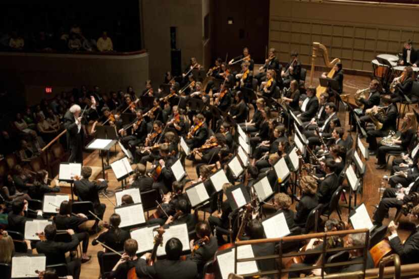 The Meadows Orchestra, led by conductor Paul Phillips, performs at the Morton H. Meyerson...